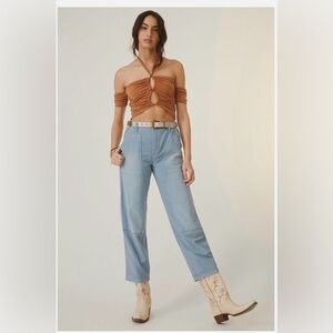 ANTHROPOLOGIE Pilcro The Roamer Blue Utility Cropped Pants Size 25 Straight Leg